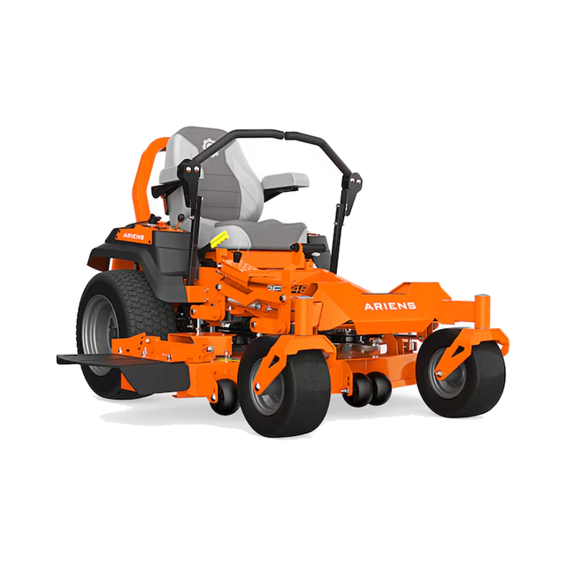 Ariens Apex 48 KW zero-turn lawn mower in orange and black with a 48 in deck and lap bar controls.