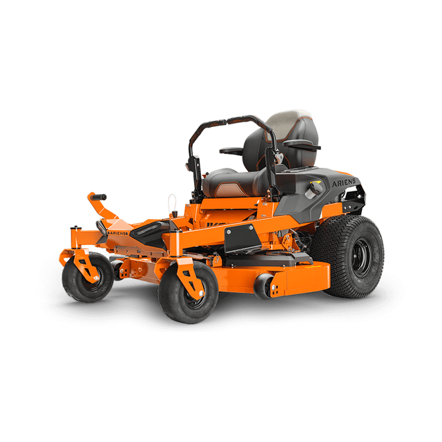 Ariens IKON 48 zero-turn lawn mower, model 918003, in orange and black with a 48 inch deck and high back seat.