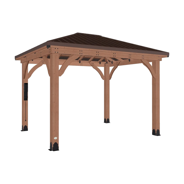 Backyard Discovery 12x10 Barrington, cedar gazebo with galvanized steel roof, product view on a white background