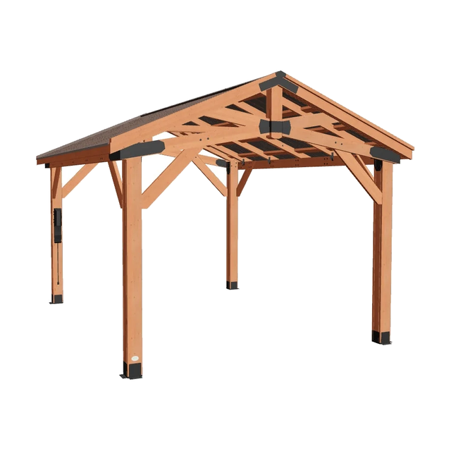 Backyard Discovery 14x12 Norwood, cedar garden gazebo, product view on a white background