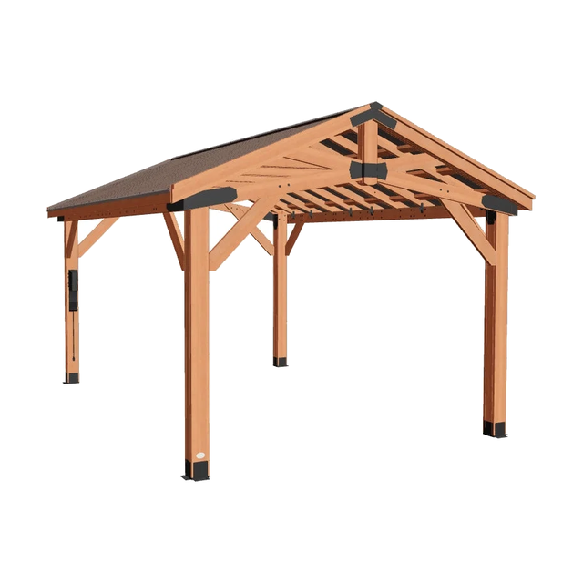 Backyard Discovery 16x12 Norwood, large cedar garden gazebo, product view on a white background