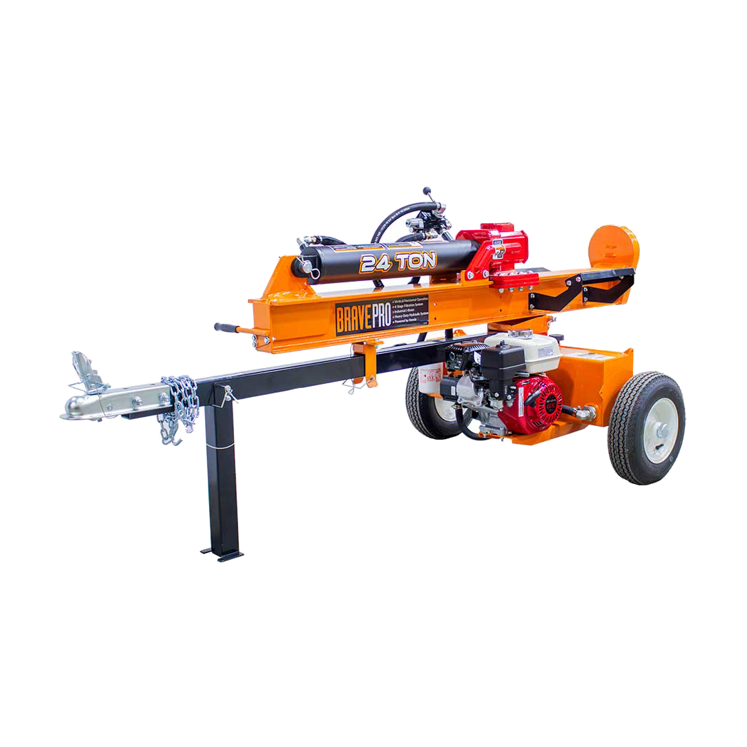 Brave VH1724GX 24 ton log splitter with Honda GX160 engine and industrial beam