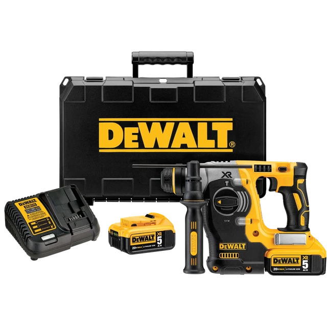 DeWalt DCH273P2 20V MAX XR Brushless 1" L-Shape SDS Plus Rotary Hammer Kit, product view on a white background