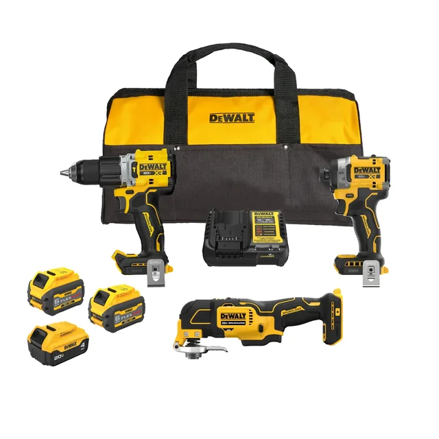 DeWalt DCK350T2 20V MAX 3-Tool Cordless Combo Kit with FLEXVOLT Advantage, product view on a white background
