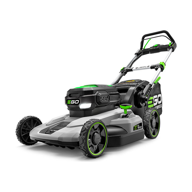 EGO LM2142SP 21 inch poly deck dual-port self-propelled battery lawn mower with two 5.0Ah batteries and 550W charger
