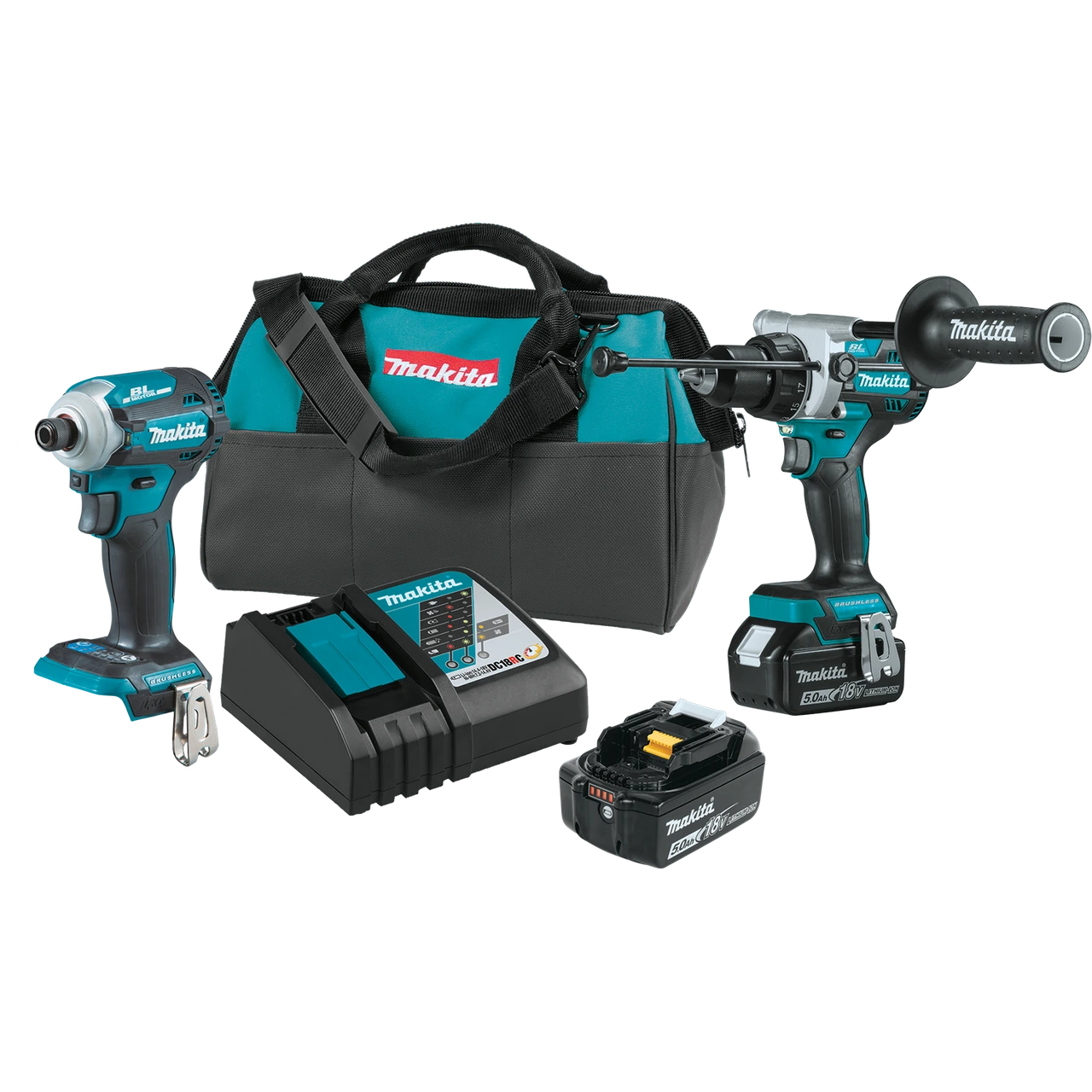 Makita XT288T 18V LXT Brushless 2-Piece Hammer Drill & 4-Speed Impact Driver Kit, view 1