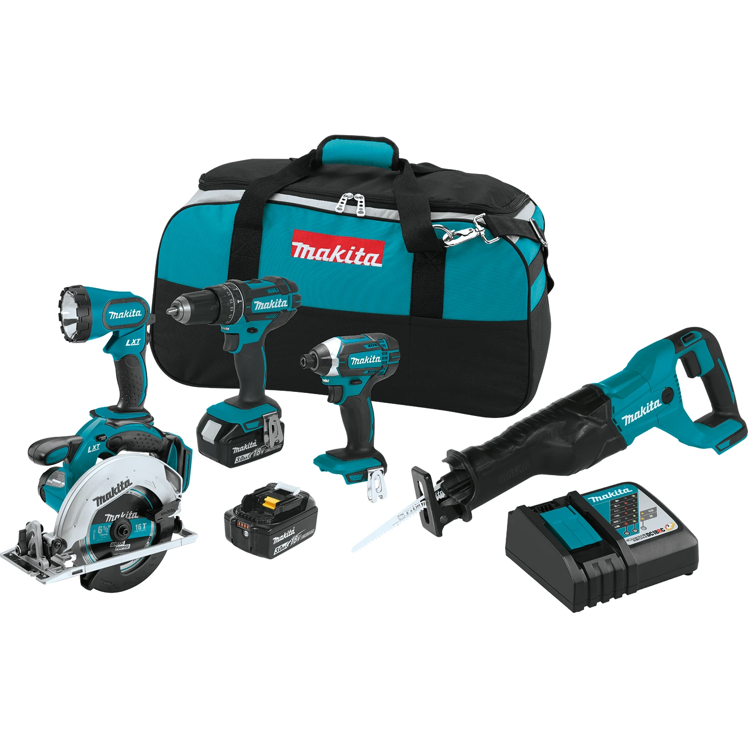 Makita XT505 18V LXT Lithium-Ion Cordless 5-Piece Combo Kit, view 1