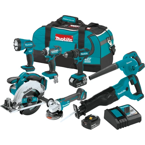 Makita XT706 18V LXT Lithium-Ion Cordless 7-Piece Combo Kit, product view on a white background