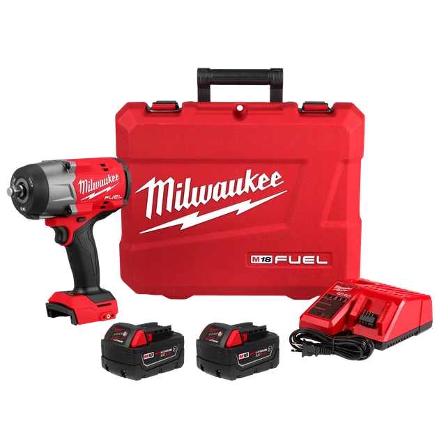Milwaukee 2967-22 M18 FUEL 1/2" High Torque Impact Wrench Kit with Friction Ring, product view on a white background