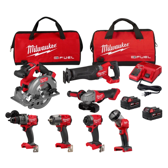 Milwaukee 3697-27 M18 FUEL 7-Tool Cordless Combo Kit, product view on a white background